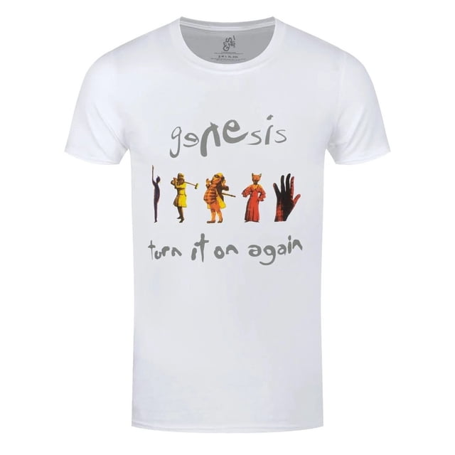 Genesis - Camiseta Turn It On Again para Adultos Unisex (Blanco)