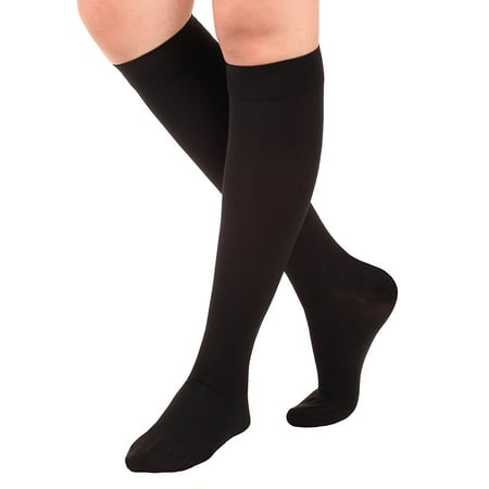 Made in the USA – XXXL Opaque Compression Socks, Knee-Hi - Firm Medical Support Hose - Closed Toe, 20-30 mmHg Graduated Compression Stockings (Size: 3XL, Black) Support Stockings for Men and