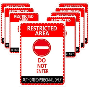 8 Pack Restricted Area Sign Stickers Authorized Personnel Only Do Not Enter Signs Stickers Labels, 5×7 Inch Adhesive Labels for Indoor & Outdoor Use