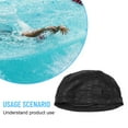 thumbnail image 4 of Bonnet de Natation en Tissu Protection des Oreilles pour Femmes Hommes Noir, 4 of 9