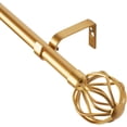 thumbnail image 1 of 3/4-Inch Diameter Decorative Single Window Curtain Rod with Round Twisted Cage Finials, 66-120 Inches, Gold, 1 of 6