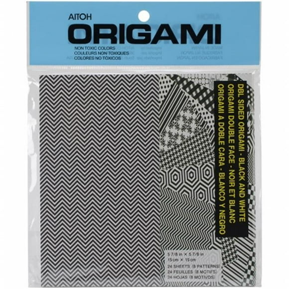 Aitoh US-PA Origami Paper 24-Pkg-Double Sided Black & White 5.875 in. x 5.875 in.