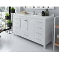 thumbnail image 2 of Caroline Avenue 60" Single Bath Vanity in White with White Quartz Top and Round Sink, 2 of 4