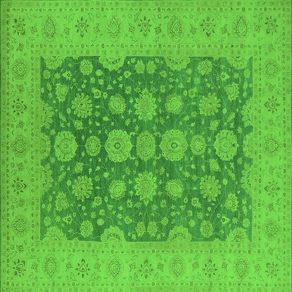 Ahgly Company Indoor Square Oriental Green Traditional Area Rugs, 8' Square