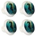 thumbnail image 2 of 4 Pcs Round White Knobs for Kitchen Cabinet Cupboard Dresser Bookcase Seahorse Drawer Pulls Handles Home Decor, 2 of 8