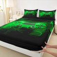 thumbnail image 5 of meiyoeat Neon Green Smoke Gaming Full Size Sheets for Boys Teens, Video Game Gamer Bed Sheets, Black Green, 4pcs, 1 Flat Sheet, 1 Fitted Sheet and 2 Pillowcases, 5 of 6