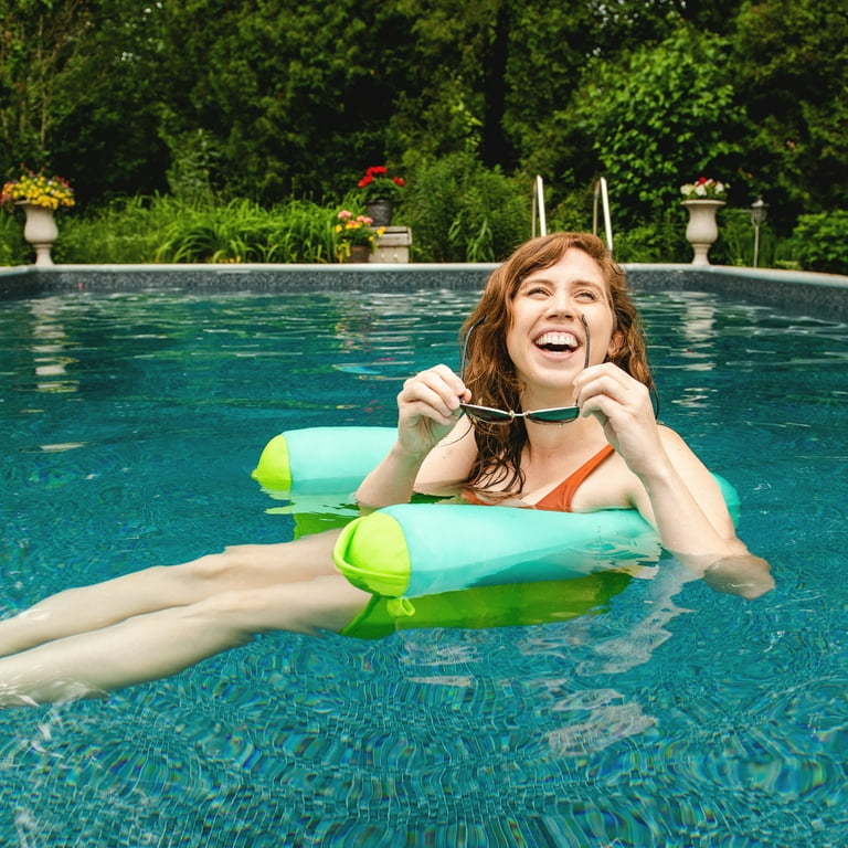 Big Joe Noodle Sling No Inflation Needed Pool Seat with Armrests Aqua Green Double Sided Mesh Quick Draining Fabric 3 feet
