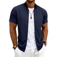 thumbnail image 2 of LIaqionyy Mens Short Sleeve Jacket Casual Summer Zip up Solid Color Outerwear Workout Jackets with Pocket, 2 of 8