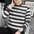 thumbnail image 4 of Men's Striped Versatile Embroidered Long Sleeve Sweatshirt, 4 of 4
