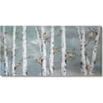 thumbnail image 2 of HFDF Teal Wall Art 100% Hand-Pated Landscape Forest Oil Patg on Canvas Origal Artwork Gold Bird Birch Tree Artwork White Birch at Night for Livg Room Bedroom Office Decor 32x16 20x16inch Framed, 2 of 5