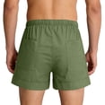 thumbnail image 4 of Hurxie Mens 5 Inch Linen Shorts - Casual Elastic Waist Drawstring Summer Beach Shorts with Pocket Green,S, 4 of 7
