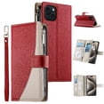 thumbnail image 4 of Funda cartera GANGXUN para iPhone 15 Plus , cuero PU con tarjetero, cremallera, correa de mano, soporte y protección 815°, 4 of 6