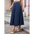 thumbnail image 4 of Women's A Line High Wasited Long Maxi Jean Below Knee Length Flared Midi Denim Skirts Skirt M, 4 of 9