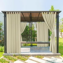 Outdoor Curtains for Patio Waterproof, Tab Top Weatherproof Outside Curtains for Porch, Pergola, Gazebo, Cabana, Pavilion, 1 Panel, 52x84 Inch, Beige