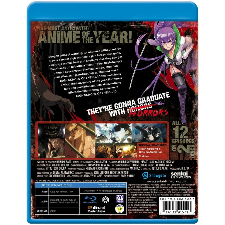 DVD High School of the Dead 1-12 End Uncensored English Dubbed + OVA +  Bonus DVD