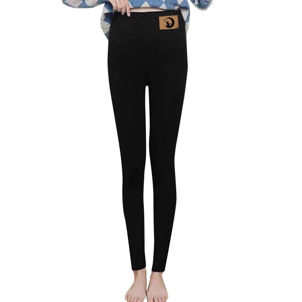 Gibobby leggings yoga Pantalones ajustados de invierno para mujer, de cintura alta, gruesos y cálidos, con Control del Abdomen(Negro, S)