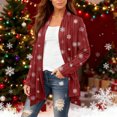 thumbnail image 6 of Women's Fashionable Loose-Fit Casual Cardigan with Christmas Print Mid-Length Coat for Holiday Outfits and Comfortable Wear,Wine,XL, 6 of 6