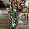 thumbnail image 2 of Robe d'Été pour Femmes Sans Manches à Col en V Imprimée Décontractée Longue Maxi pour Plage Vacances Tenue d'Extérieur, 2 of 5