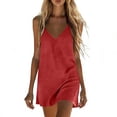 thumbnail image 2 of Pounoo Womens V Neck Sleeveless Dresses Loose Fit Curved Hem Lightweight Fabric Casual Dresses Beach Sundresses Gift, 2 of 7