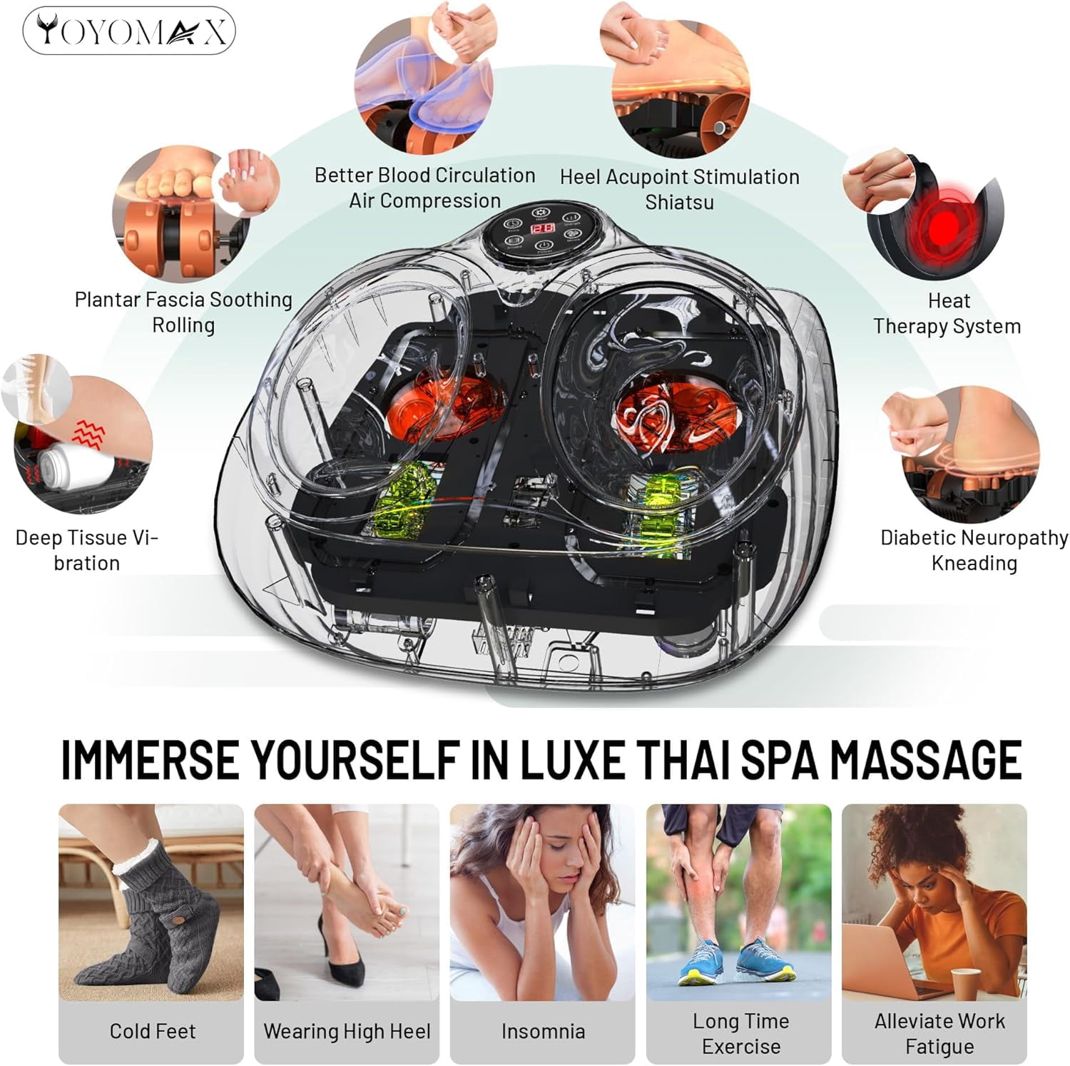 Shiatsu Foot Massager with Heat - Deep Kneading for Circulation & Feet Relief