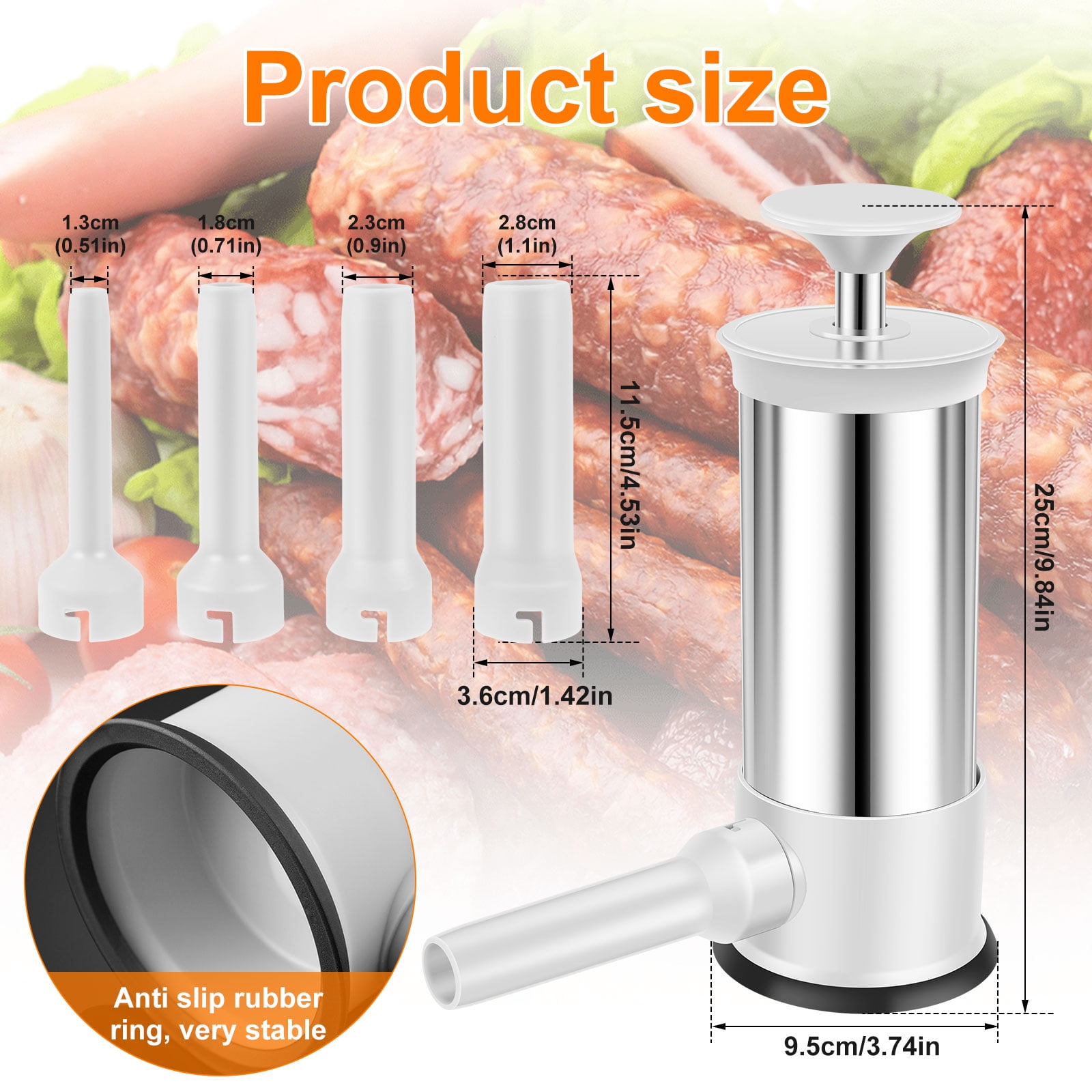  Electric Sausage Stuffer, Vertical Electric Maker 9 Adjustable  Speed Stainless Steel Heavy Duty Meat Filling Machine with 4 Stuffing  Tubes, Home & Commercial (33Lb/15L, 240W - Silver) : Home & Kitchen