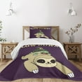 thumbnail image 3 of Ambesonne Sloth Quilted Bedspread Set 2 Pcs, Funny Cartoon Scenery, Twin Size, Multicolor, 3 of 6