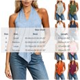 thumbnail image 4 of Halter Tops for Women, Sleeveless V Neck Shirts, Loose Fit, Casual Summer Tops, Vacation Travel Street Wear | VerBelle,Army Green L, 4 of 7