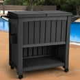 thumbnail image 1 of DEXTRUS 85 Quart Resin Rolling Outdoor Cooler Cart, Portable Patio Furniture Cooler with Wheels, Black, 1 of 6