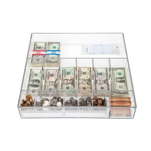 Clear Money Tray 171/2W x 3H x 171/2D Cash Tray