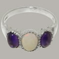 thumbnail image 4 of LBG British Made Sterling Solid Silver ring with Natural Opal & Amethyst Womens Engagement Ring - 33 size options - Size 11, 4 of 7