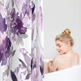 thumbnail image 3 of Extra Long Shower Curtain 72 x 84 Inch, Tall Watercolor Floral Fabric Shower Curtain, Modern Purple Flower Bathroom Shower Curtain Set with Hooks, 3 of 6