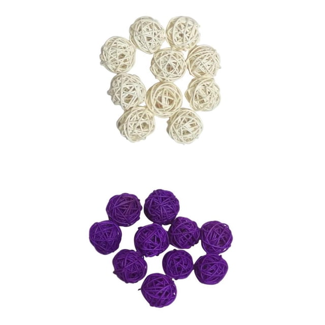 20 Pieces 3cm Wicker Rattan Balls Christmas Wedding Party Decorative Art