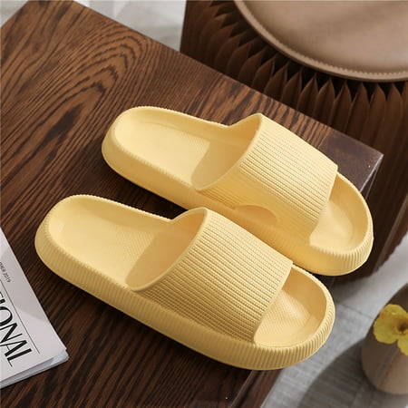 

Pillow Slippers for Women and Men House Slides Shower Sandals Comfy Cushioned Thick Sole Slides Non-Slip Bathroom Shower Sandals Soft Thick Sole Indoor and Outdoor Slides