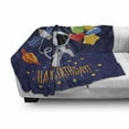 thumbnail image 3 of Birthday Soft Flannel Fleece Throw Blanket, Cosmos Lover Theme Astronaut Party Balloons on Blue Colored Background, Cozy Plush for Indoor and Outdoor Use, 50" x 70", Multicolor, by Ambesonne, 3 of 6