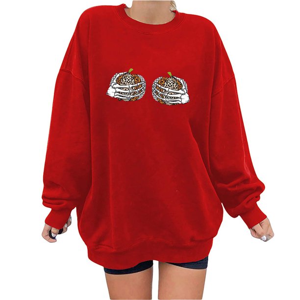 Blusa holgada de manga larga con estampado de Acción de Gracias a la moda para mujer, suéter informal con cuello redondo, Tops, sudadera Fridja fjkfkj6509