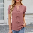 thumbnail image 2 of Diufon Women's Dressy Casual Tops Puff Sleeve V Neck Loose Shirts Drawstring Front Business Work Blouses, 2 of 8
