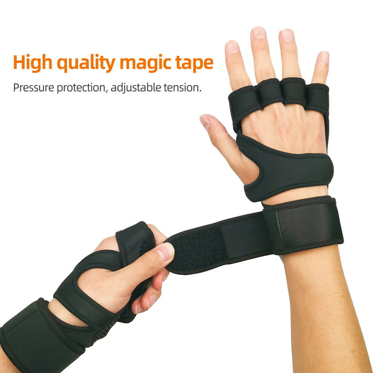 SAFE HANDLER Super Grip Gloves | Textured Grip Palm, Non-Slip Texture, Hook  & Loop Wrist Strap, BLACK/ORANGE, S/M, 1 pair (2 gloves)