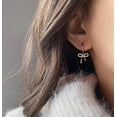 thumbnail image 3 of Faty-T Solid 925 Sterling Silver Bow Drop Hoop Earrings for Women Teens Bowknot Hoop Earrings Huggie Ribbon Earrings, 3 of 15