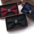 thumbnail image 2 of Men Bow Tie Formal Business Style Rhinestone Decor Exquisite Satin Bright Color Smooth Solid Color Party Banquet Wedding Groom Bow Clothes Accessories, 2 of 8
