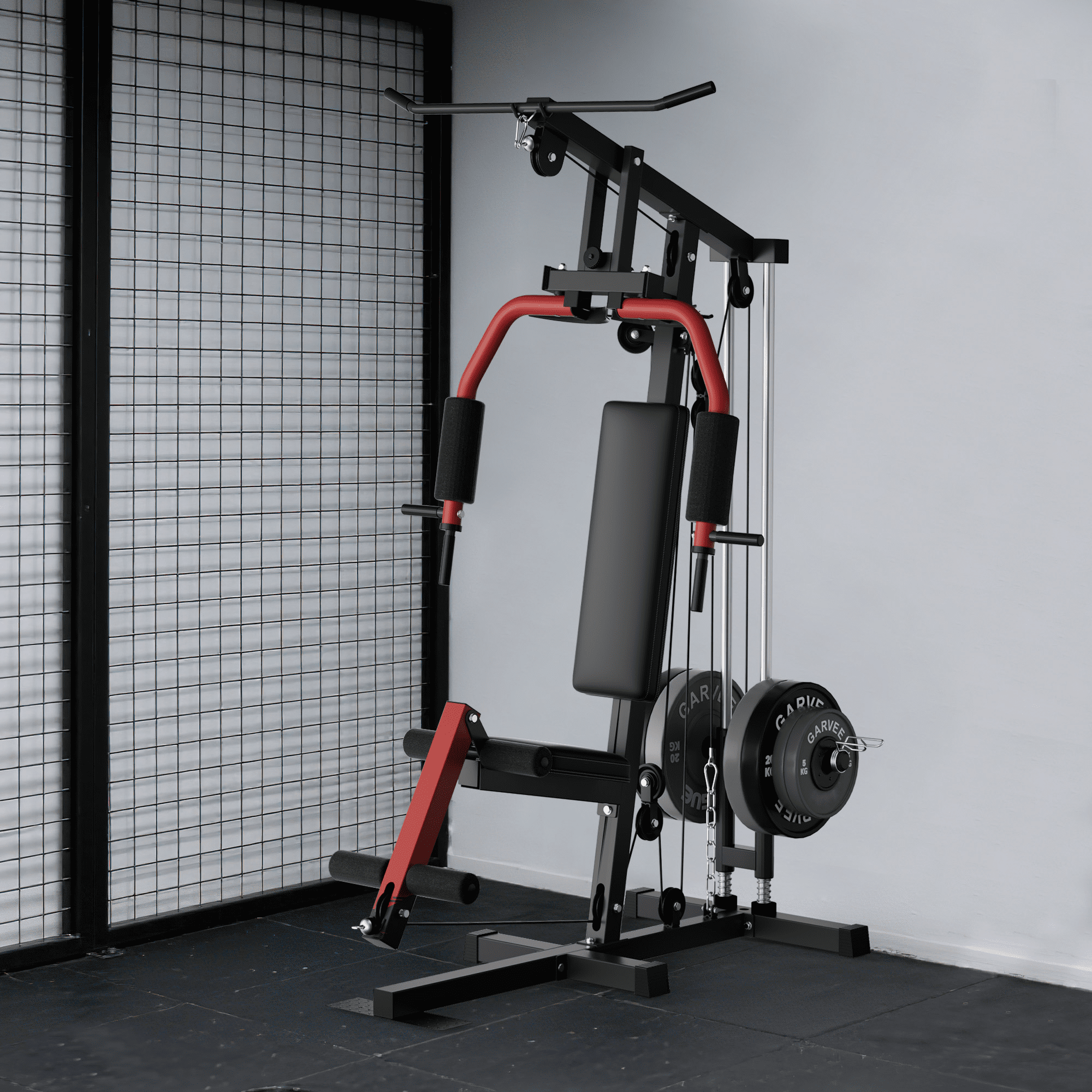 Multifunctional Home Gym Equipment, with Pulley System, Leg Press Support for Strength Training, Workout Station Suit for 1"&2" Holes of Weight Plates (Not Includ), Max 300LBS