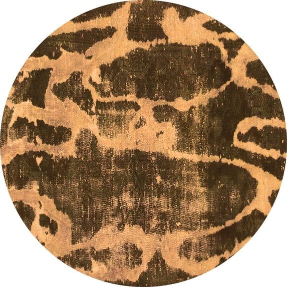 Ahgly Company Indoor Round Abstract Orange Modern Area Rugs, 6' Round