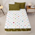 thumbnail image 4 of Erosebridal Earthy Khaki Mini White Heart Zipper Full Size Comforter Sets with Fitted Sheet and 2 Pillowcases,Basic Plain Neutral Zipper Bedding Set For Girls,Polkadot Reversible,4-Piece, 4 of 7