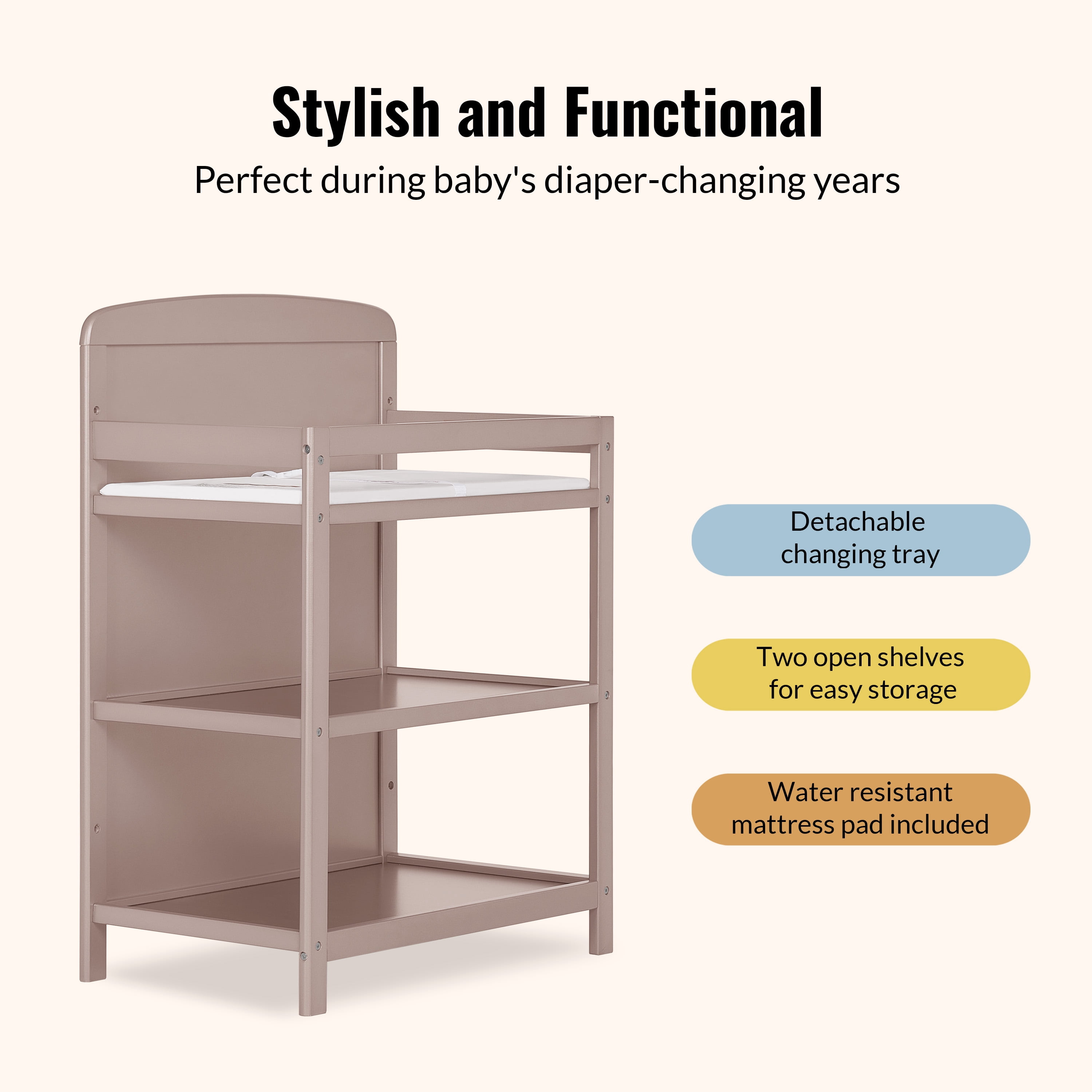 Dream On Me Anna 3-in-1 Convertible Crib with Changing Table Brown Sugar, Changing Pad Included, Converts from Baby Crib to Toddler Bed, Day Bed and Kids Sofa, 3 Adjustable Mattress Height Positions