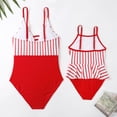 thumbnail image 4 of GYRATEDREAM Women Girls Spaghetti Strap Bathing Suit Family Matching Mom Daughter One Pieces Swimsuits/Red Stripe, 4 of 10