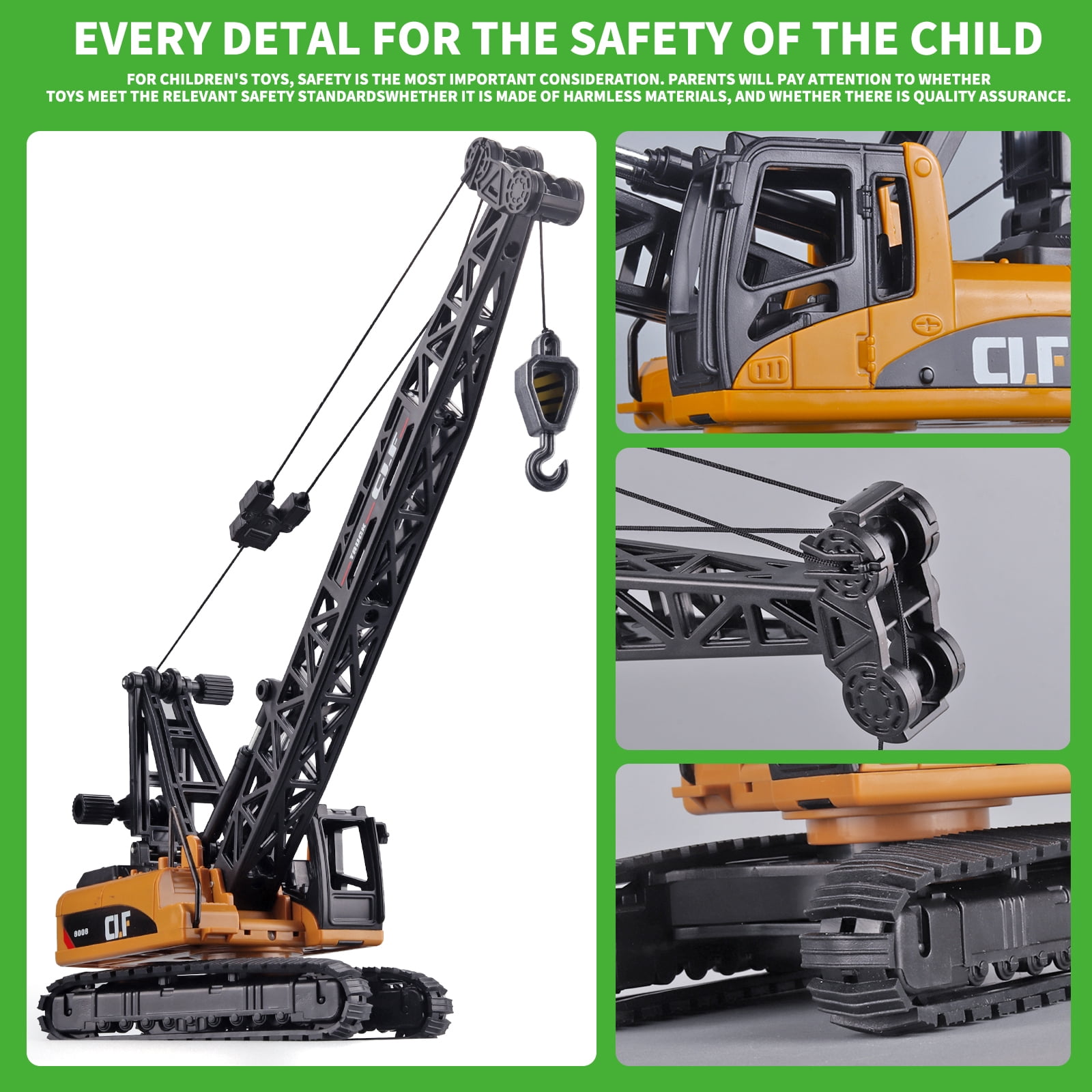 Anmyjuly Construction Crane Toys for 3-8 Year Old Boys with Sounds Friction Power Transport Dump Truck Bulldozer Toys Cars for Kids Christmas Birthday Gift