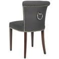 thumbnail image 4 of SAFAVIEH Arion Contemporary Linen Solid Dining Side Chair, Charcoal/Cherry Mahogany (Set of 2), 4 of 6