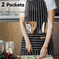thumbnail image 5 of 2 Pack Kitchen Cooking Aprons, Adjustable Soft Chef Apron with 2 Pockets for Men Women (Black/Brown Stripes), 5 of 5
