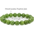 thumbnail image 2 of Natural A Grade Canadian Nephrite Jade Gemstone 10mm Round Beads Stretch Bracelet 7" Unisex, 2 of 5