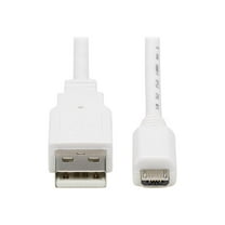 Tripp Lite 3ft USB-A to USB Micro-B Antibacterial Cable White U050AB003WH