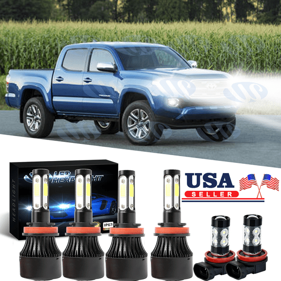 For Toyota Tacoma 2016-2020 4-Side LED Headlights Fog Light Bulbs 6000K white 6x